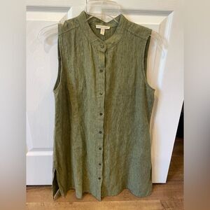 Eileen Fisher green linen top